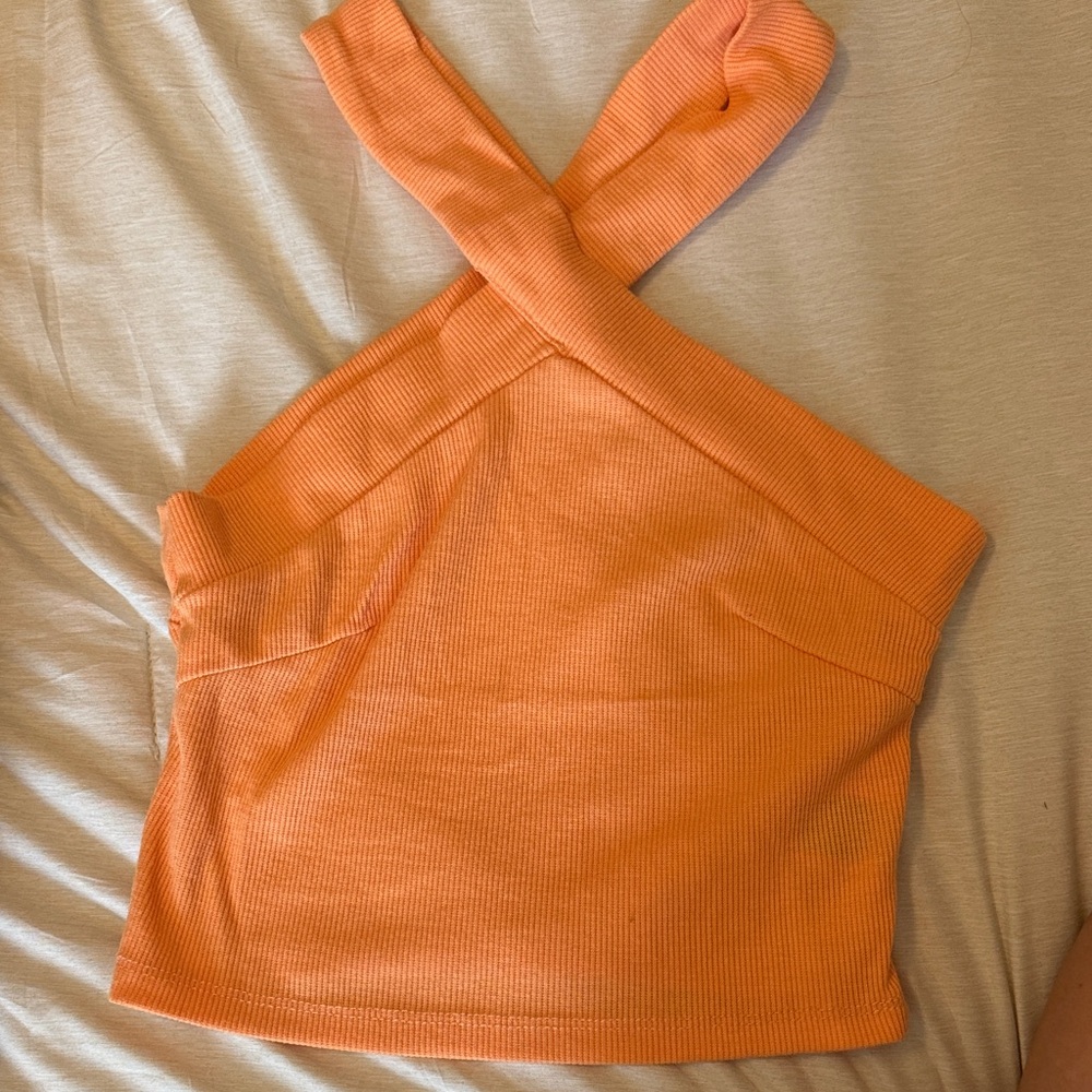 SHEIN Vibrant Orange Ribbed Tank Top